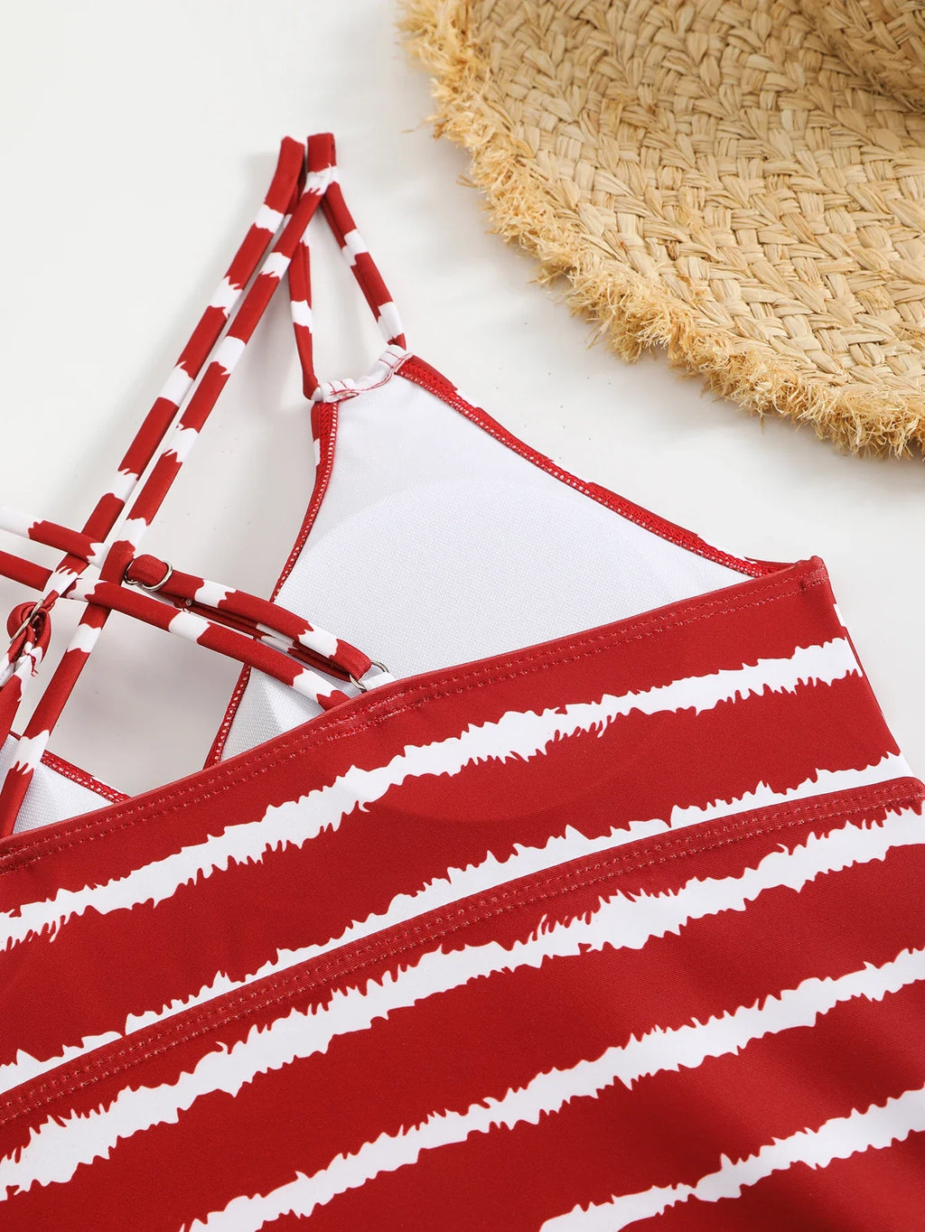 2026 Strappy Tankini Set Two Pieces Swimsuit Women Striped Swimwear Female Bathers Bathing Swimming Swim Suit Beachwear XXL