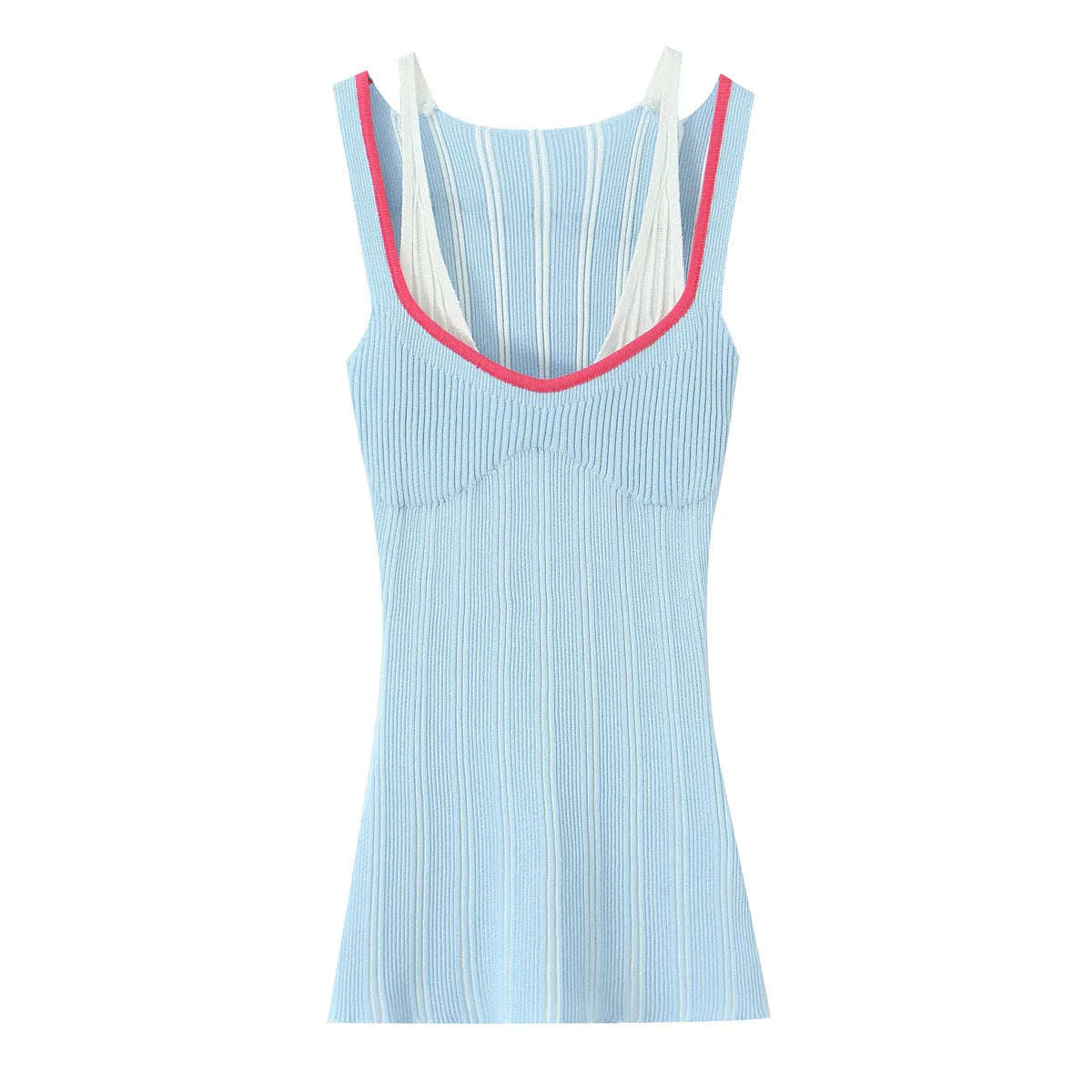 Women's Fashion Internet Celebrity V-Neck Sexy Fake Two-Piece Knitted Vest Top For Woman Pure Desire Casual Elegant U3C0