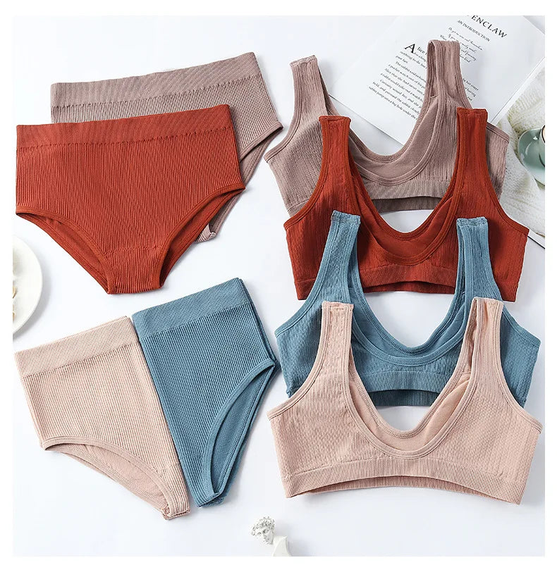 Sexy Lingerie Set Underwear Women Seamless Push Up Sports Bra High Waist Panties Solid Bras Brief Sets Sujetadores Soutien Gorge