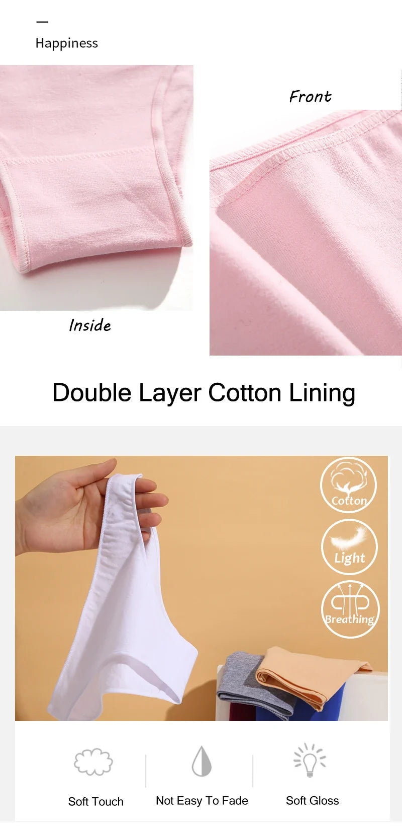 4Pcs Women's Cotton Seamless Briefs Intimates Women Sexy Panties Solid Color Breathable Underwear Female Low Waist Soft Lingerie