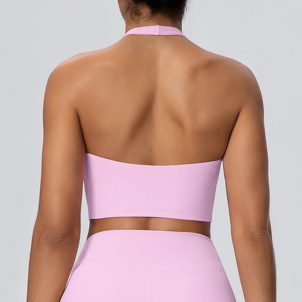 Sexy Gym Women's Sports Bra Breathable Hanging Neck Backless Sports Bra Women's Comfortable Exercise Pilates Training Yoga Top