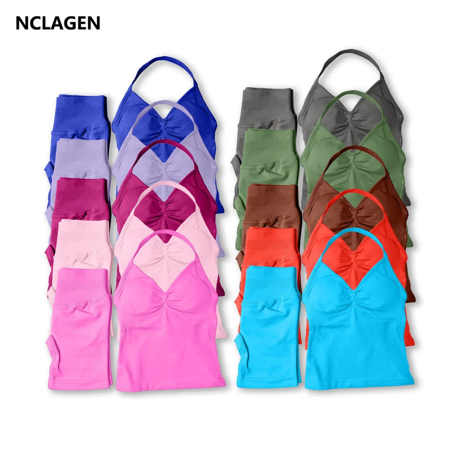 NCLAGEN Yoga Sets Women Gym Clothes ongline Strappy Top Shorts Activewear Sports 2 Piece Fitness Suit Running Workout Sportwear