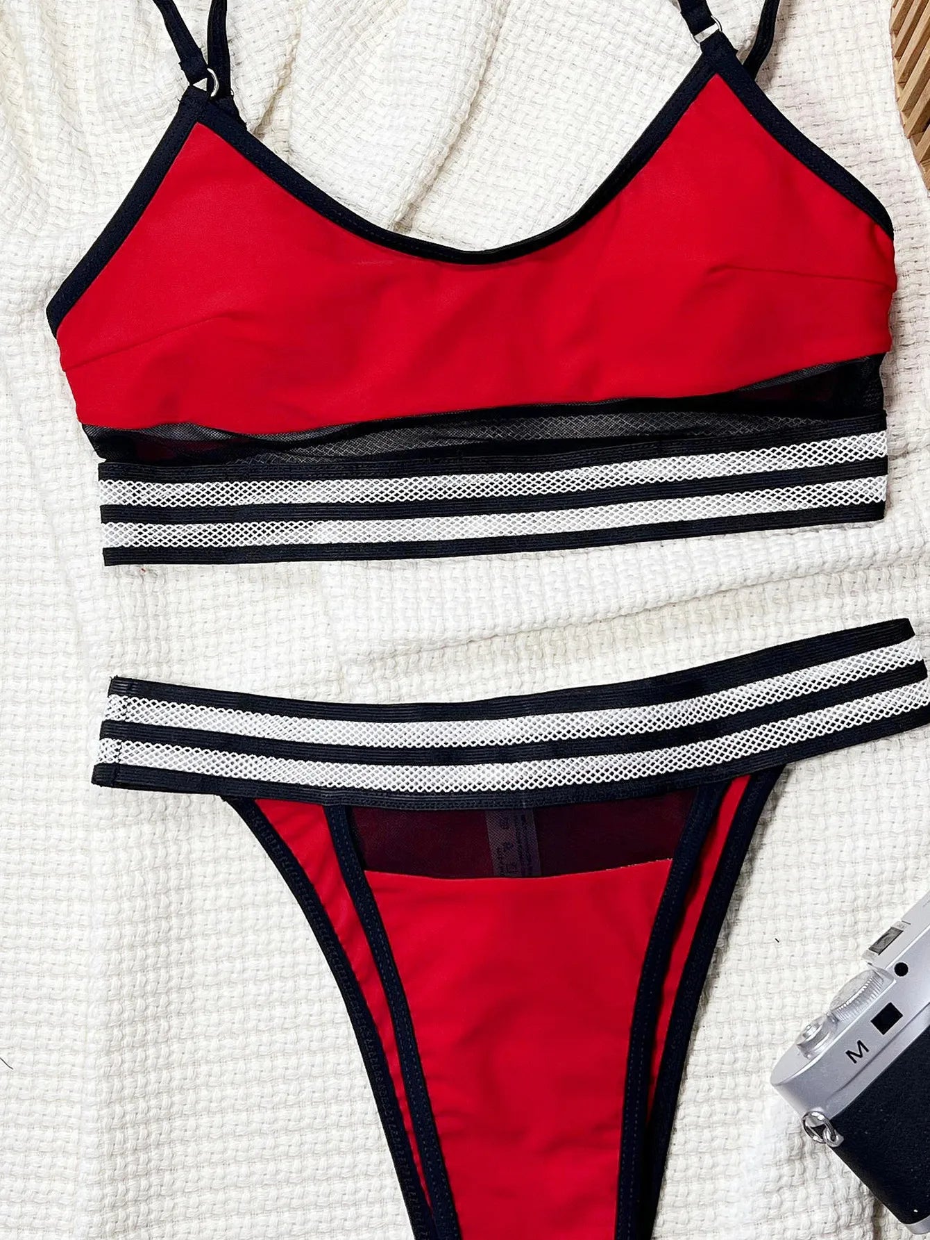 DEKA Women Red Bikini Matching Micro Swimsuits Women Striped Print High Waisted Sexy Push Up Two Piece Bathing Suits