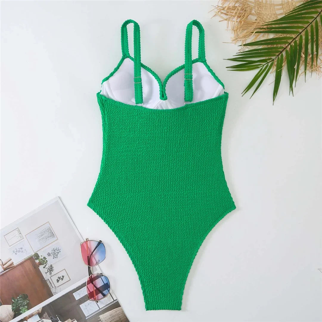 S - XL Crinkled Bikini Push Up Swimsuit Female Swimwear Women Two-pieces Bikini set With Bra Cup Bather Bathing Suit Swim V4886