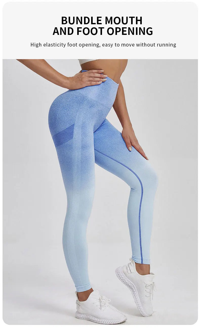 Gradient Color Energy Legging Women Workout Fitness Jogging Running Leggings Gym Tights Stretch Sportswear Yoga Pants
