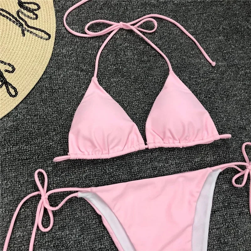 Sexy Neon Extreme Mini Micro String Bikini 2025 Women Swimsuit Female Swimwear Two-Piece Bikini Set Bathing Suit Swim Beach Wear