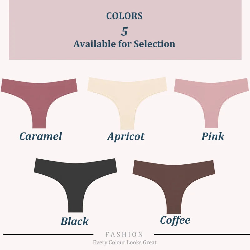5PCS Seamless Maillard Panties Ultra-thin Brazilian panties Women Ice Silk Underwear Sexy Panty Low Waist G-string Female Solid