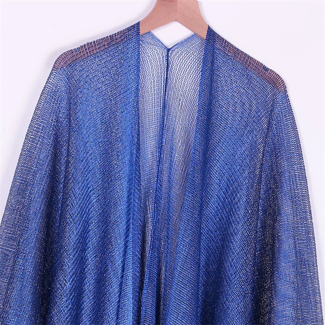Sexy Fringe Tassel Mesh Sheer Shiny Knitted Tunic Beach Cover Up Cover-ups Beach Dress Beach Wear Beachwear Female Women V3321