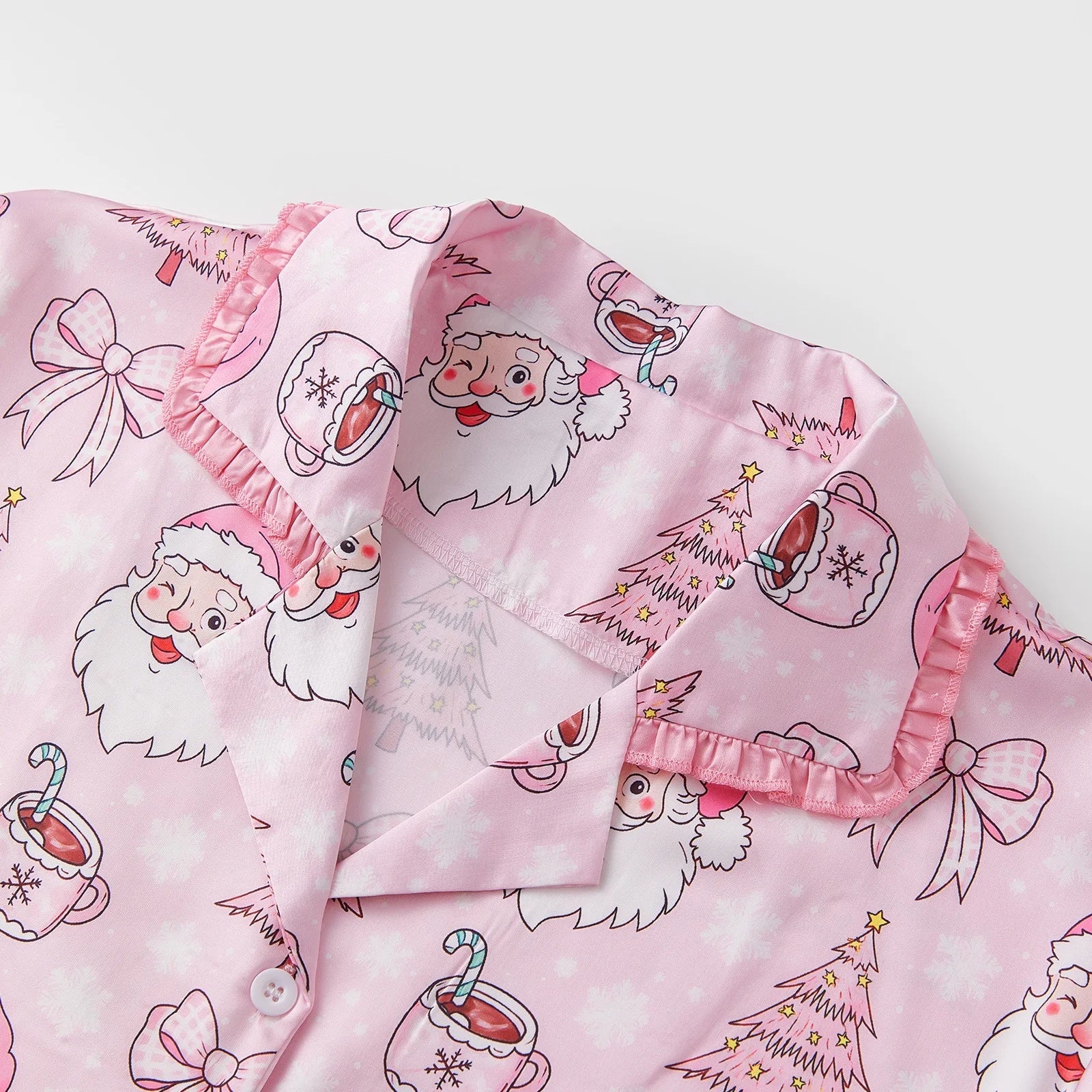 Women's Christmas Pajama Set Featuring Festive Santa Tree and Bow Prints 2 Piece Lounge Nightwear Sleepwear