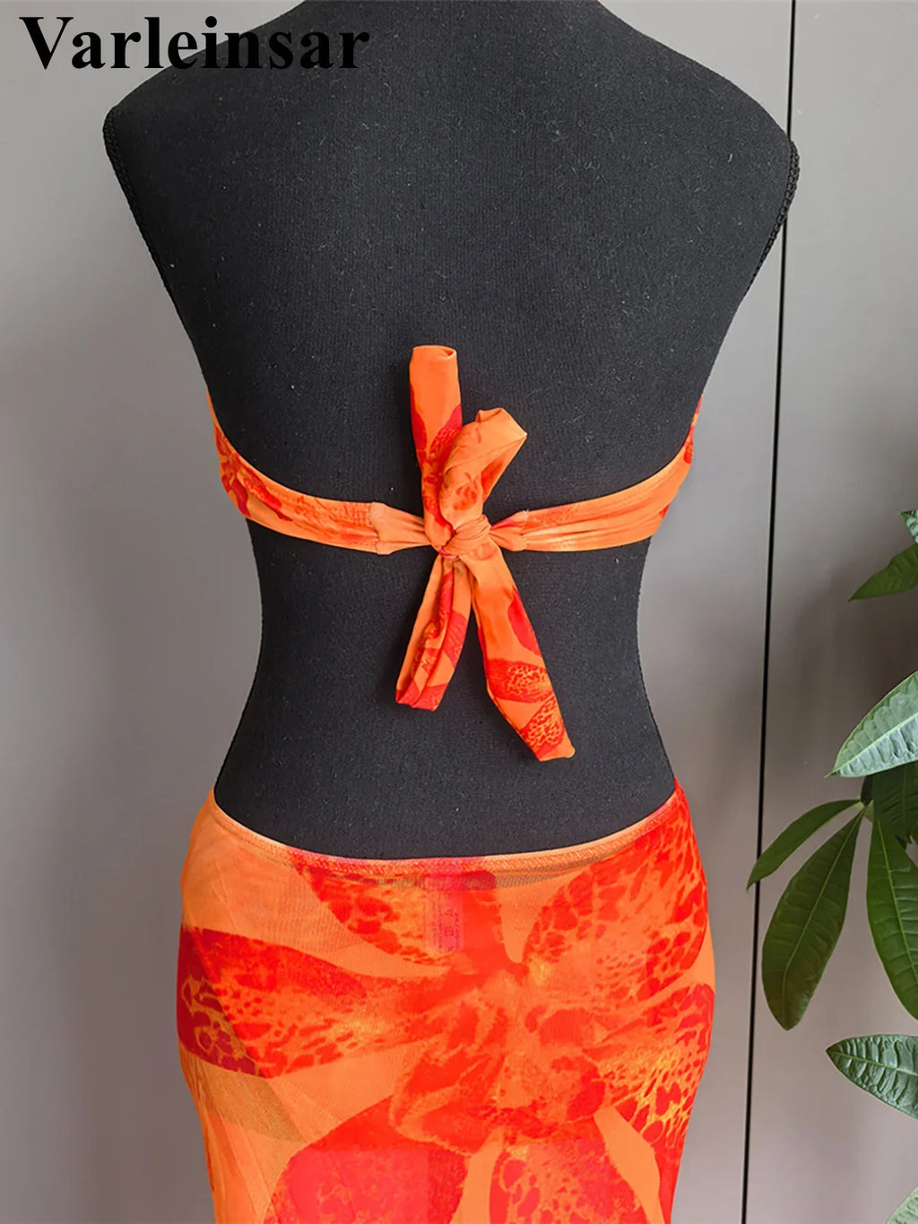 New With Skirt Metal Flower Printed Bikini Female Swimsuit Women Swimwear Three-Pieces Bikini Set Bather Bathing Suit Swim V7285