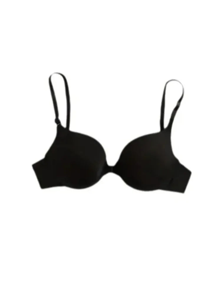 MOYISU French Triangle Cup Underwear Women's Thin Straps Beautiful Back Halter Invisible Front Buckle Bra Thin Seamless Bra