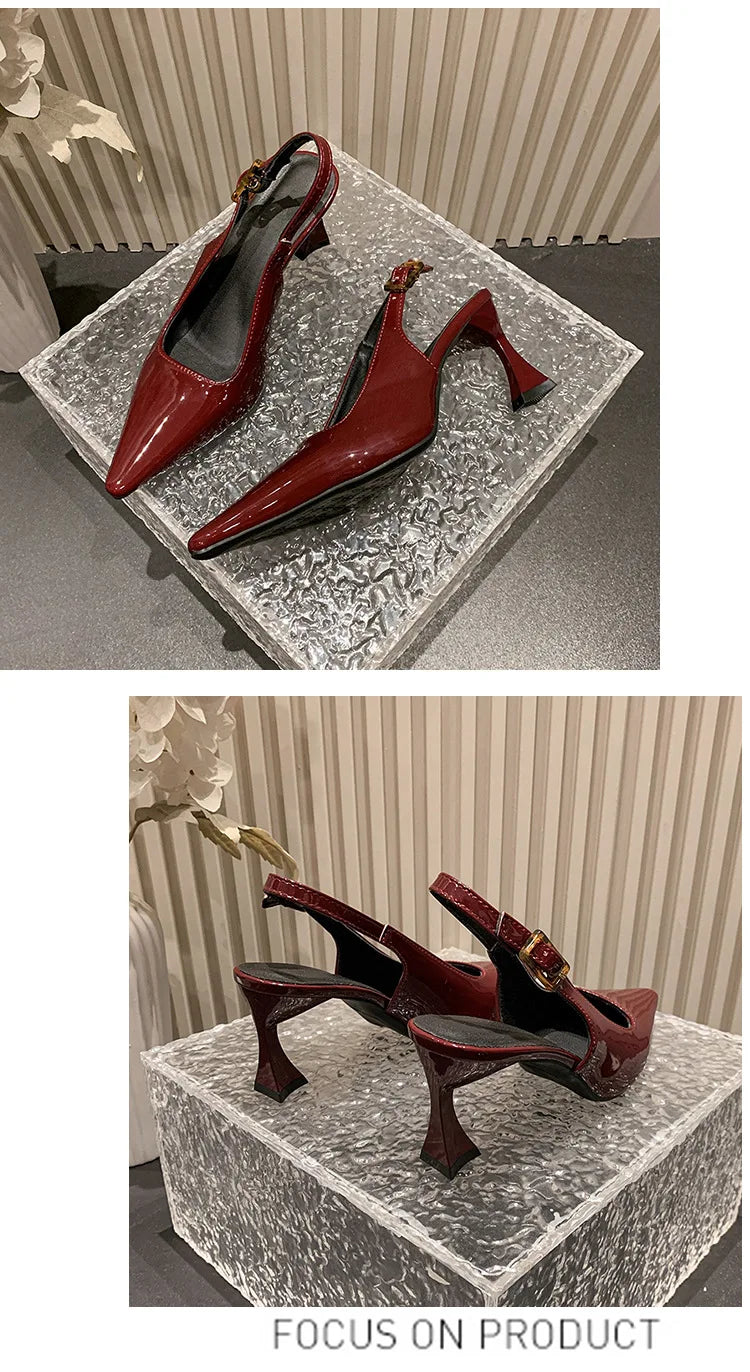 2026 Pointed Sandalias De Mujer Shallow Comfortable Patent Leather Fashion Shoes Woman French Sexy High Heels Designer Footwear