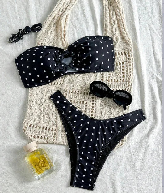 XS - L Polka Dot Bandeau Bikini Women Swimsuit Female Swimwear Two-pieces Bikini Set Brazilian High Cut Bathing Suit Swim Lady