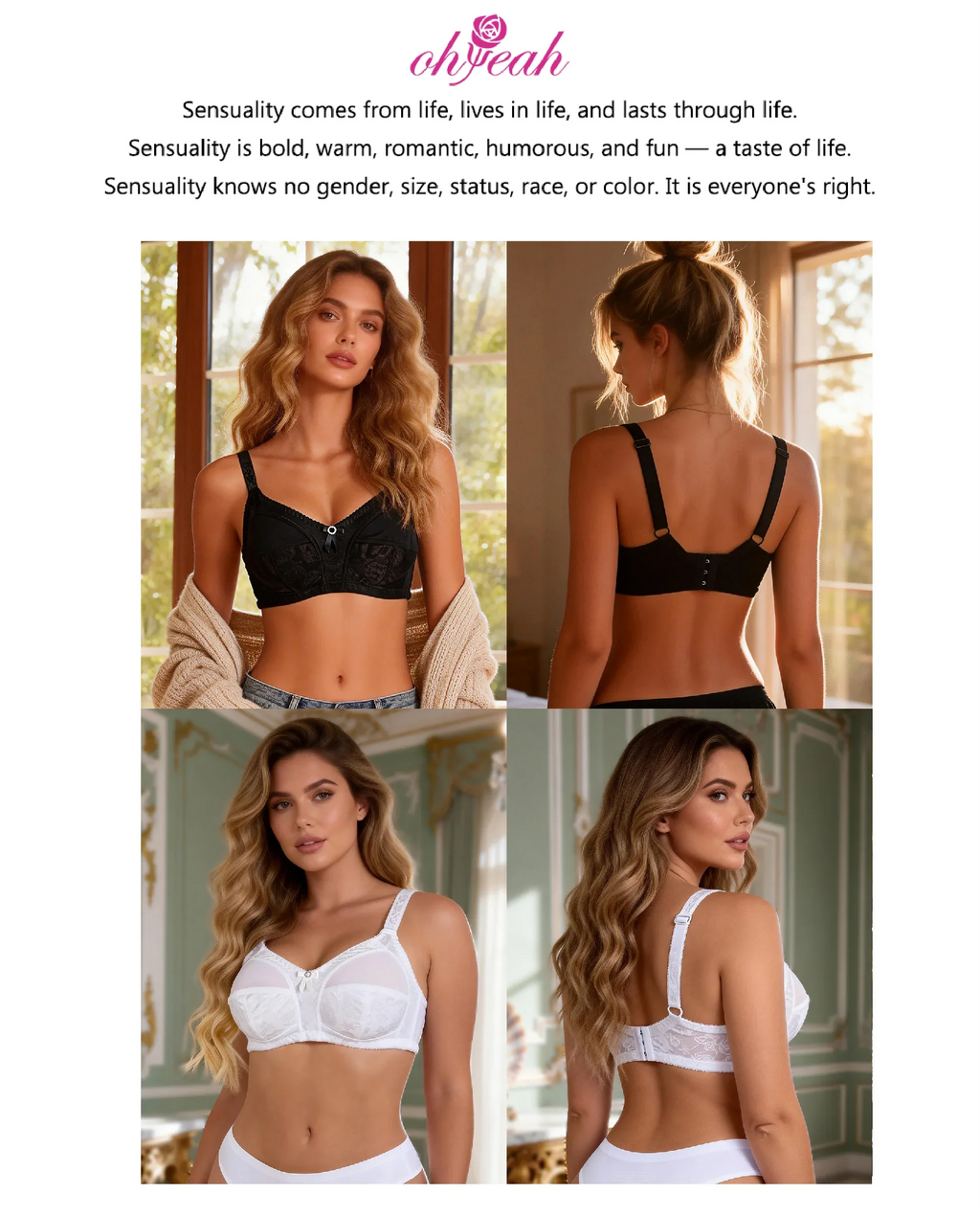 Black Mesh Jacquard Bra for Women Lightweight Sexy Everyday Underwear Adjustable Straps Rhinestone Bow B-E Cup