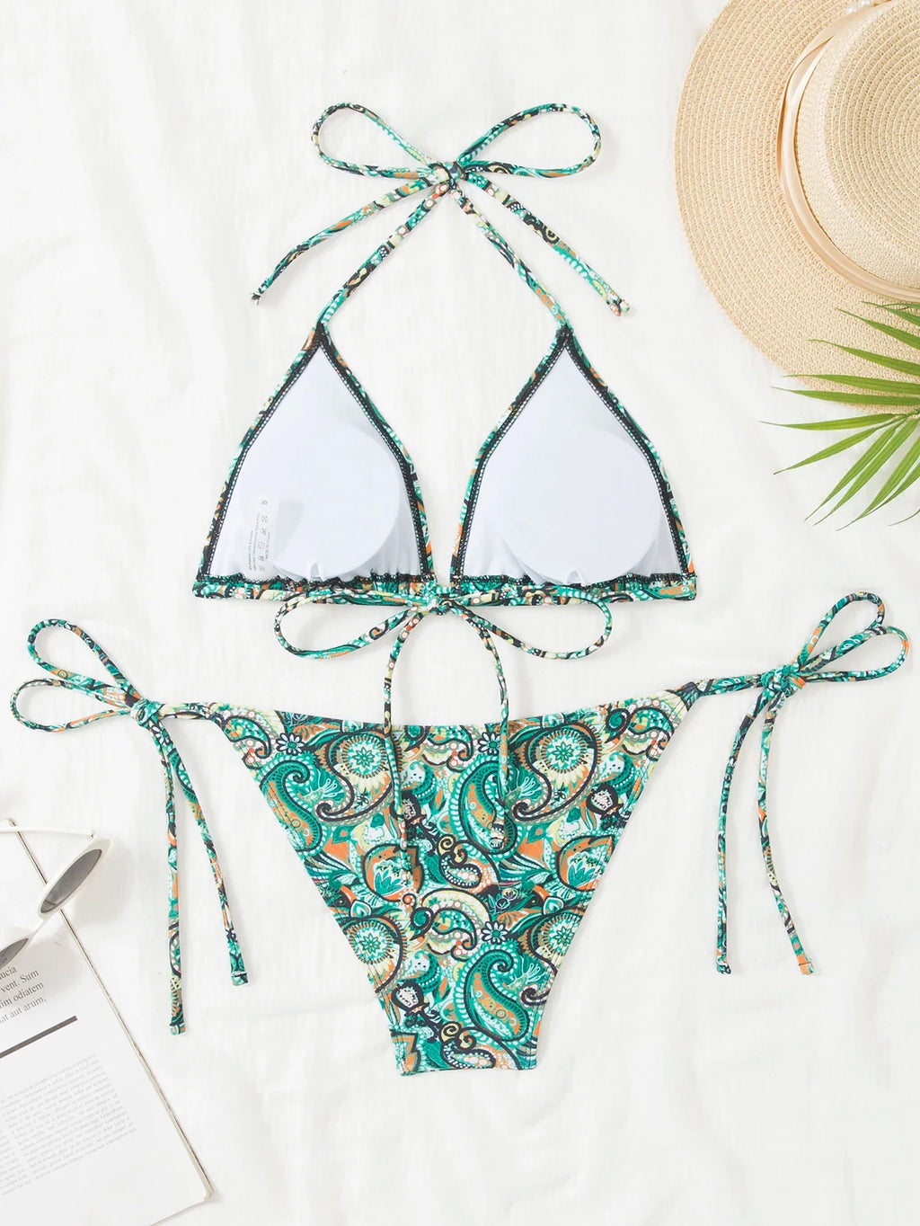 2026 Halter Triangle Bikinis Printed Swimsuit Women Sexy String Swimwear Female Bathers Swimming Bathing Swimming Swim Suit