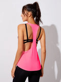 Yoga Fitness Vest Hollow Solid Color Sports Blouse Women Women's Summer Home Casual Solid Color Sleeveless Irregular