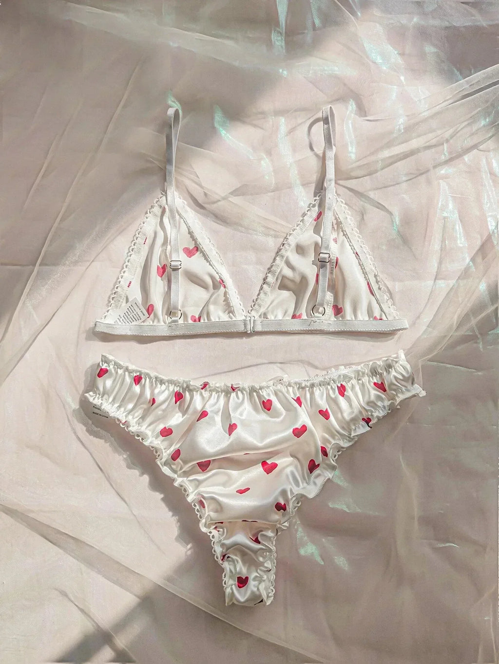 Women's Erotic Lingerie Bra Brief Set Bowknot Sexy Deep V Wire Free Lingerie Underwear Two Piece Female Cute Pajamas Kitts Suit