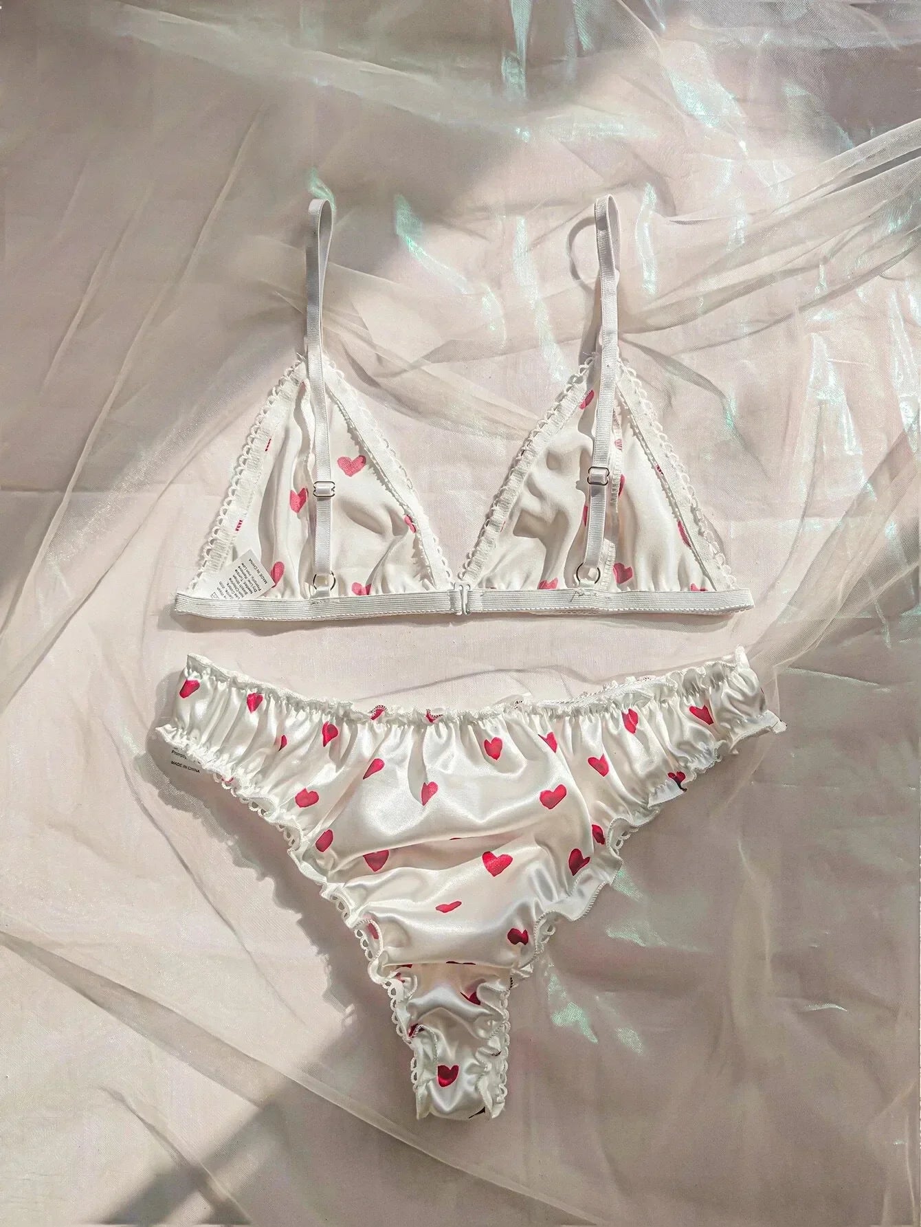 Women's Erotic Lingerie Bra Brief Set Bowknot Sexy Deep V Wire Free Lingerie Underwear Two Piece Female Cute Pajamas Kitts Suit
