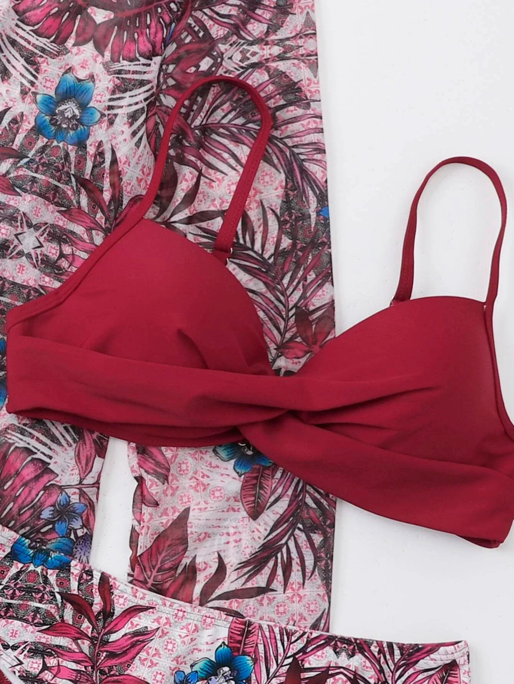 3 Pieces Push Up Bikinis 2026 Women With Kimono Beach Printed Swimsuit Sexy Swimwear Female Bathers Bathing Swimming Swim Suit