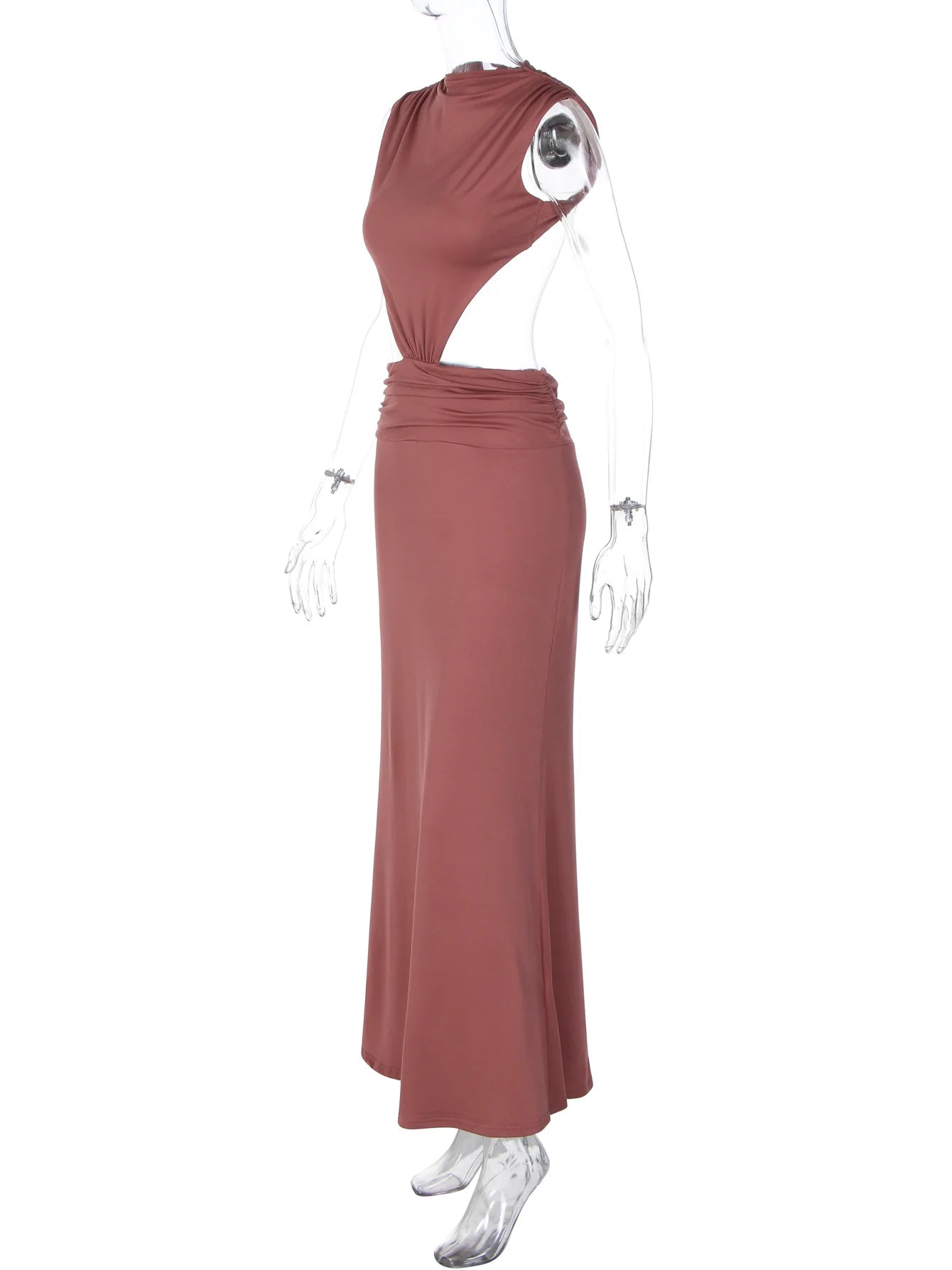 FDYOUI Elegant Sexy Sleeveless Backless Long Holiday Beach Dress Women Chic Hollow Out Solid Long Maxi Evening Party Dresses