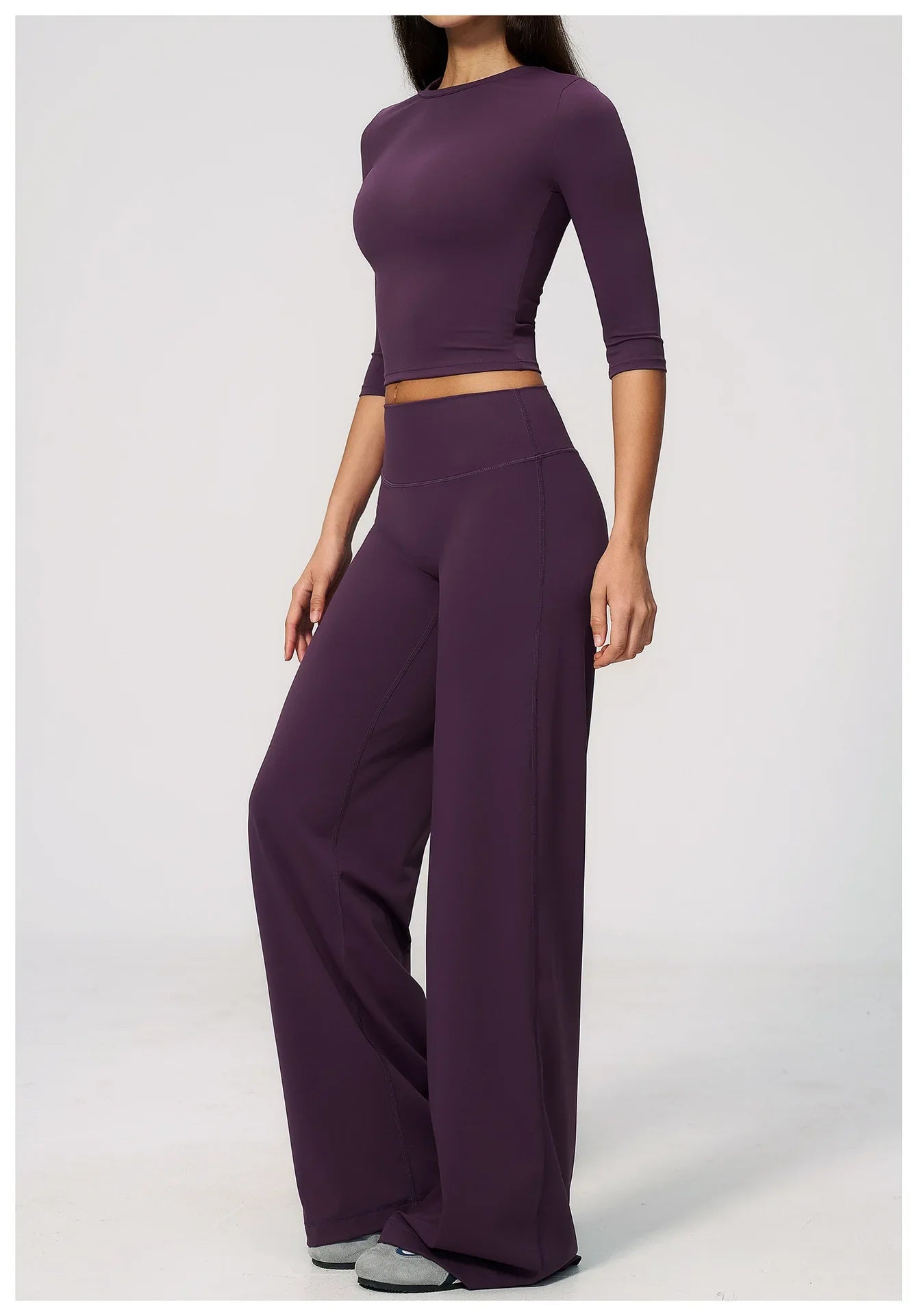 Women Tracksuit Yoga Sets Half Sleeve O Neck Slim Sports T Shirts Fitness Suit Outdoor High Waist Flare Pants Workout Clothes