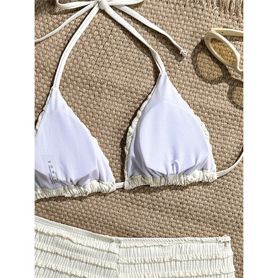 Sequins Starfish Halter High Waist Bikini Female Swimsuit Women Swimwear Two-Pieces Bikini Set Bather Bathing Suit Swim V8215