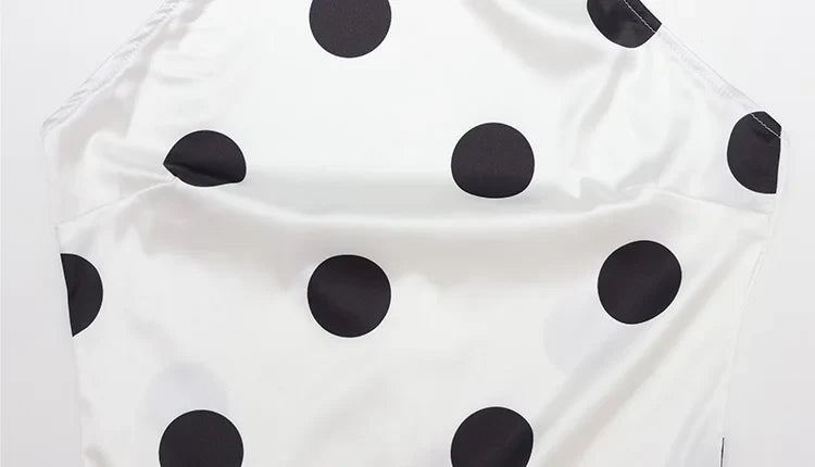 Ahagaga Sexy Slim Mini Dresses Women Polka Dot Print Halter Neck Sleeveless Backless A-Line Casual Vacation Zipper Vestidos