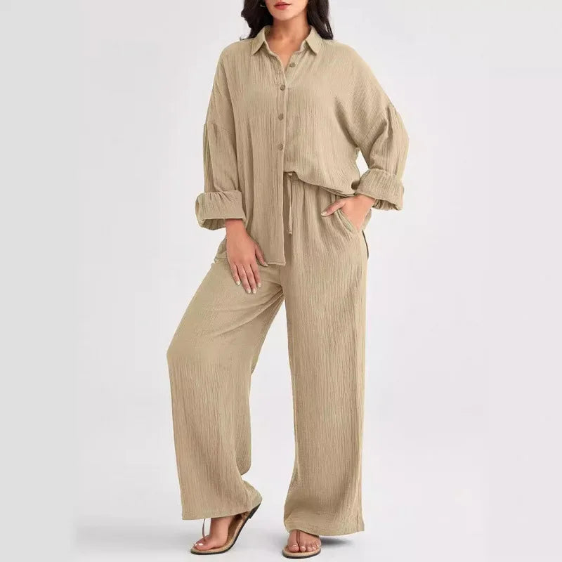 2026 Spring and Summer Casual Suit New Fashion Suit Loose Casual Top Wide Leg Pants Two-piece Set for Women