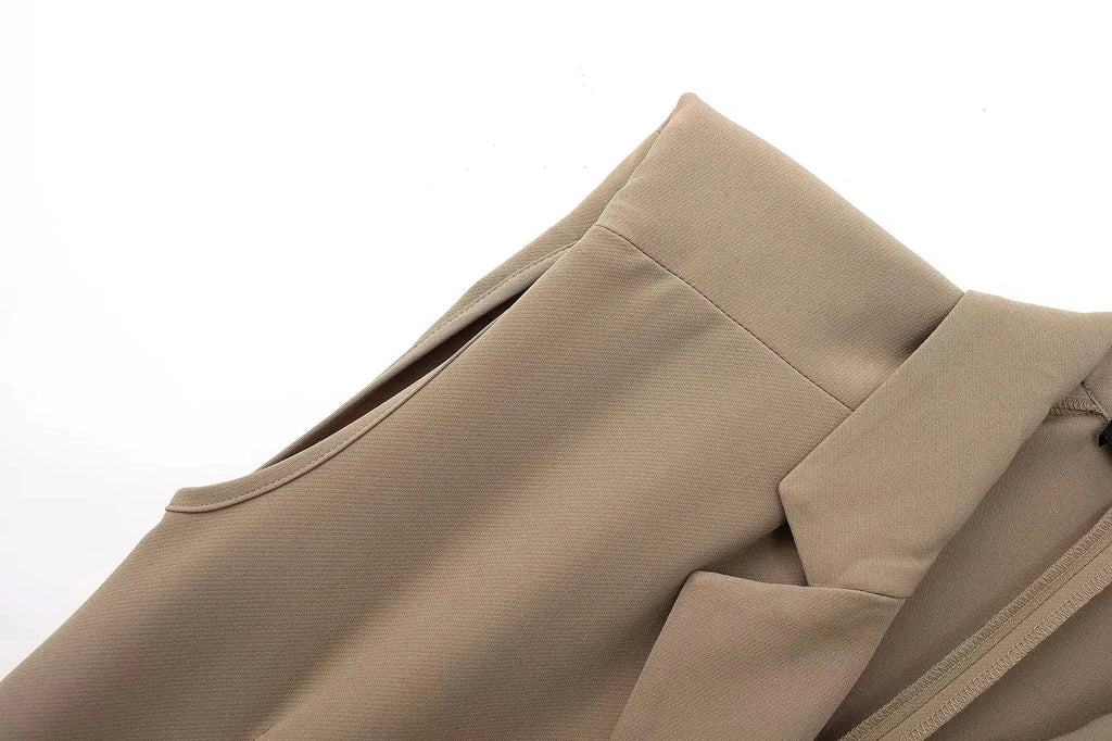 Foridol Khaki Double Breasted Sleeveless Office Windbreaker Style Dress Turn Down Collar Lady Elegenta Vintage Belt New Vestidos