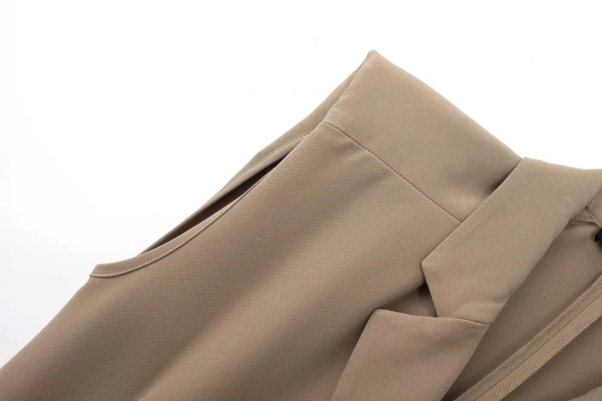 Foridol Khaki Double Breasted Sleeveless Office Windbreaker Style Dress Turn Down Collar Lady Elegenta Vintage Belt New Vestidos