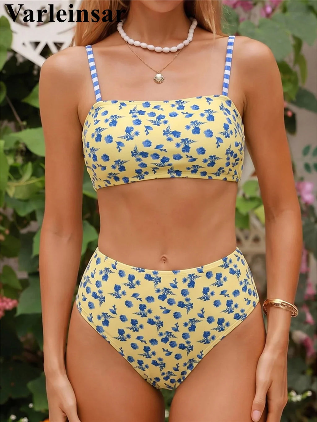 S - XL 2026 Flower Printed High Waist Bikini Female Swimsuit Women Swimwear Two-Pieces Bikini Set Bather Bathing Suit Swim V8131