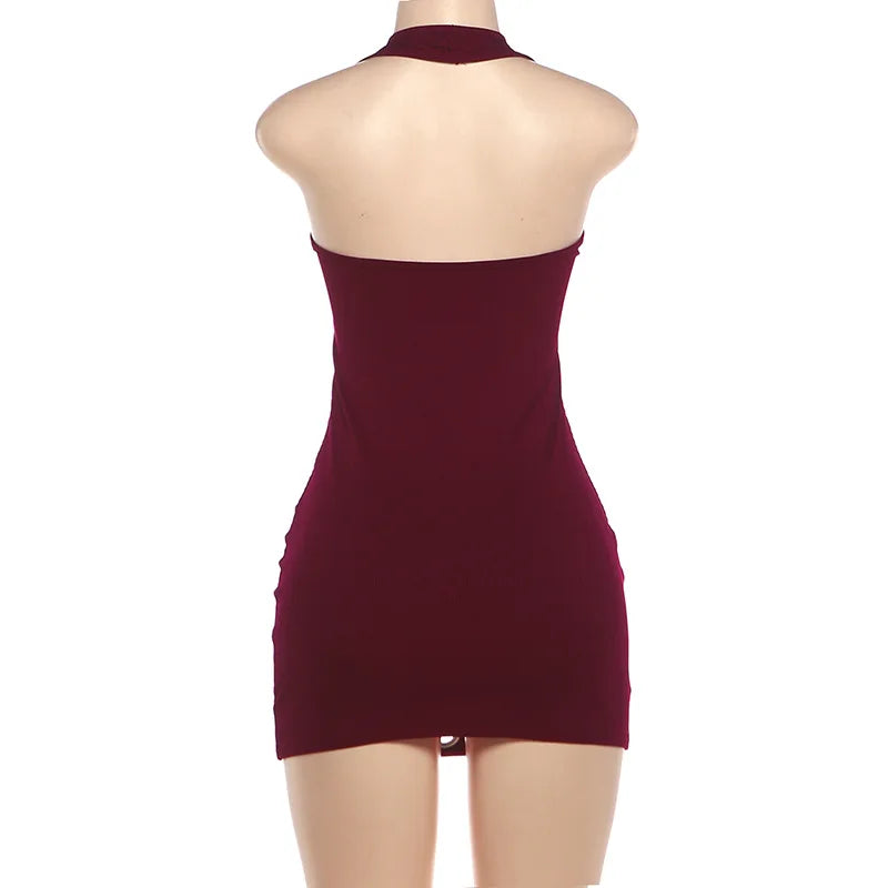 Summer Women's Fashion Dress Backless Hot Girl Sexy Slim Hip Cover Dress
