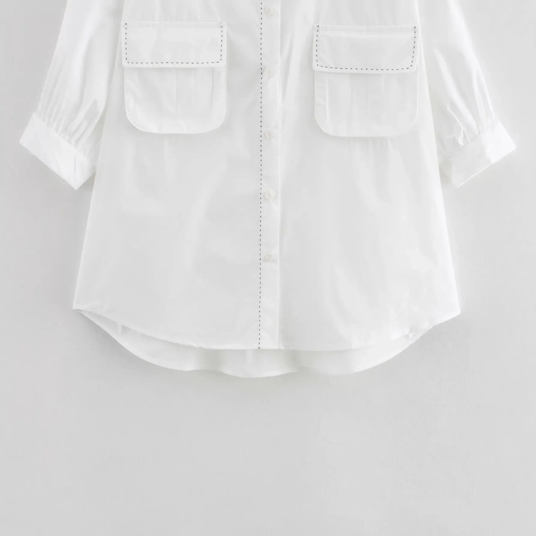 Women's Fashion Casual White Short Sleeve Shirt White Cotton Button Shirt Lapel Collar Half Sleeve Loose Fit Casual Blouse 8GDK