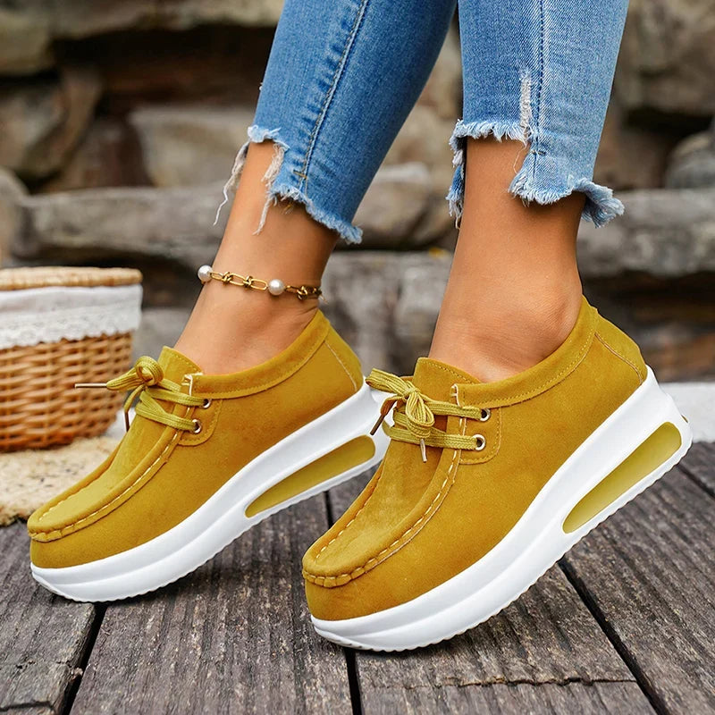 Red Chunky Platform Sneakers Women Comfortable Non Slip Thick Sole Casual Shoes Woman Plus Size 43 Lace Up Sport Shoes Female