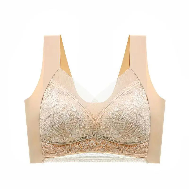 L-5XL Contrast Lace Wireless Bras For Womens Lingerie Top Female Lace Bra Underwire Plus Size Brassiere Perspective Sexy Bras