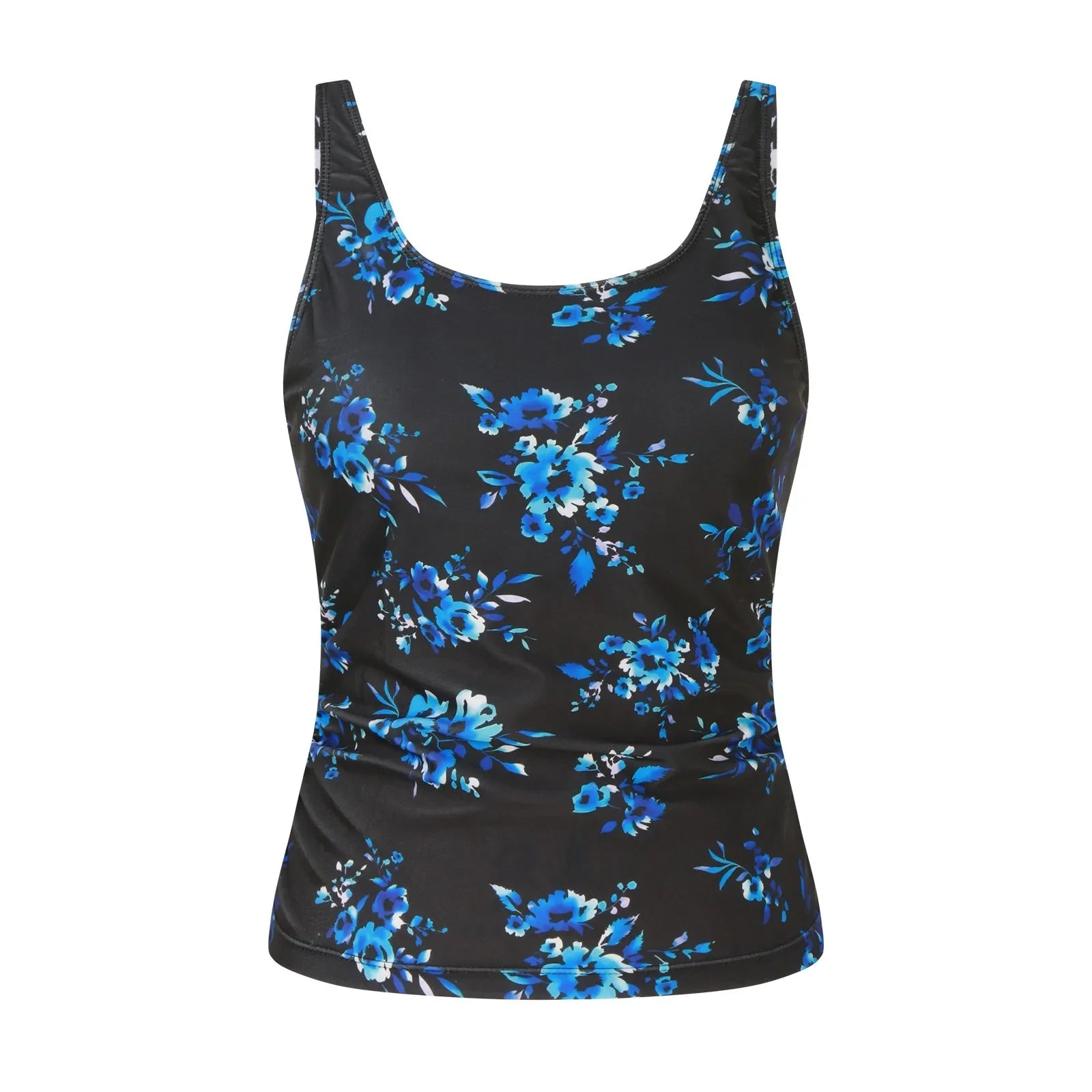 Women Summer Swimwear Loose Fit Scoop Neck Sleeveless Tankini Top Bohemian Tie Dye Print Bathing Suit Padded Swimsuit Top Xxl
