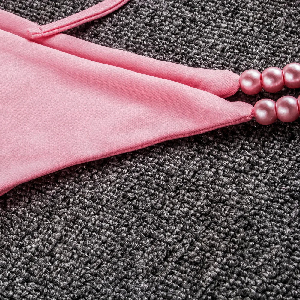 2026 Luxury Pearls Halter Mini Bikini Female Swimsuit Women Swimwear Two-pieces Bikini Set Bather Bathing Suit Swim Beachwear