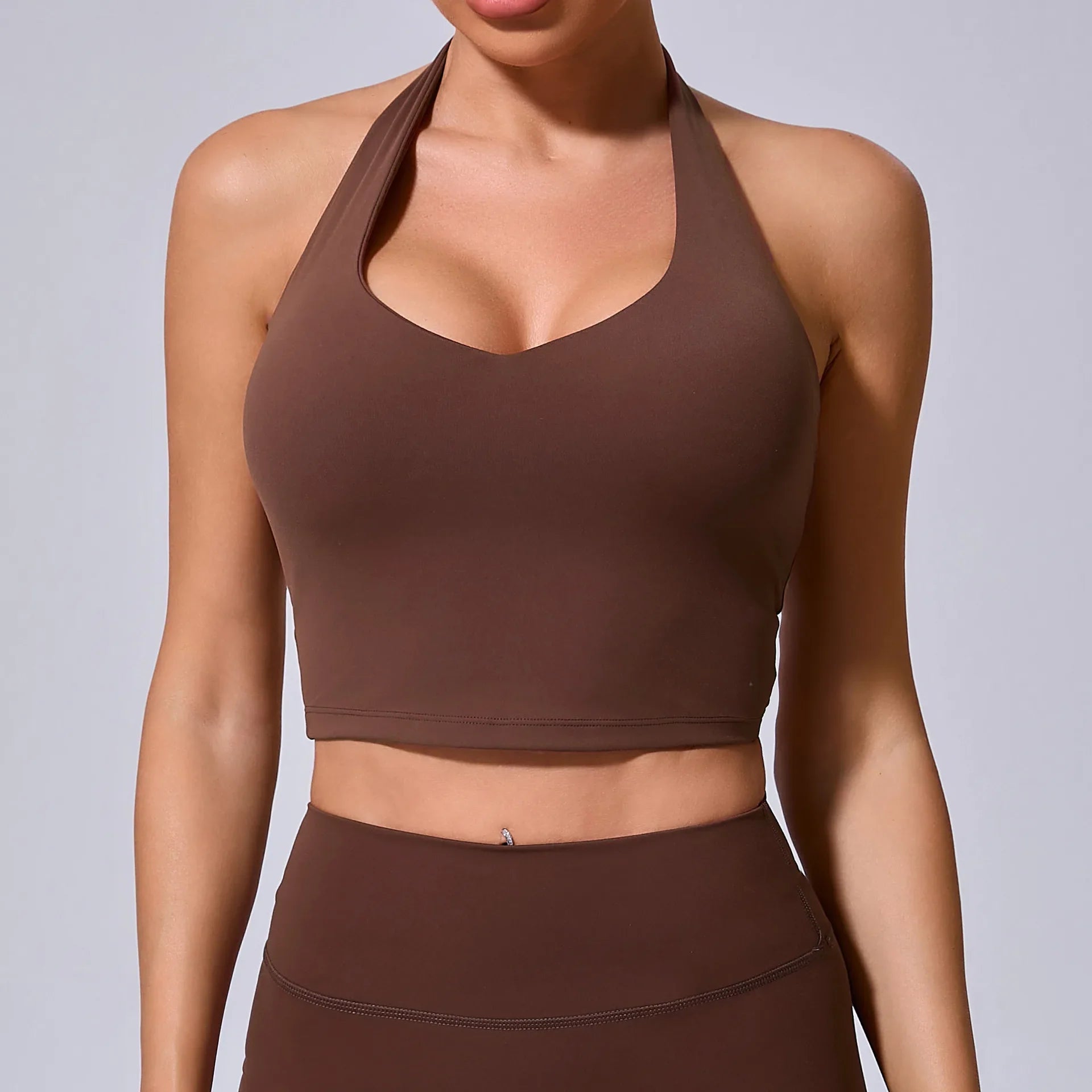 Hanging Neck Yoga Sports Bra Women Breathable Shock Proof Gym Workout Fitness Push Up Top Yoga Running Sportswear Vest Sexy Bra