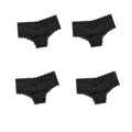 4Pcs/Set Women's Swim Fabric Lace Briefs Seamless Mid Waist Panties Solid No Show Underwear Cotton Gusset Plus Size 4XL