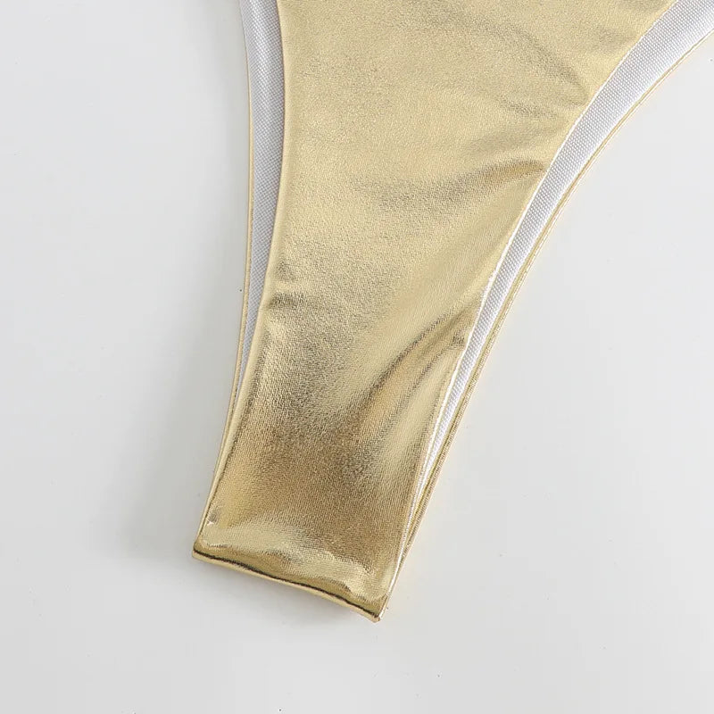 Sexy Brozing Gold Bikinis Sets Women Push Up Micro Bikini Swimsuit 2026 Brazilian Beach Bathing Suit Tie Side Triangle Swimwear