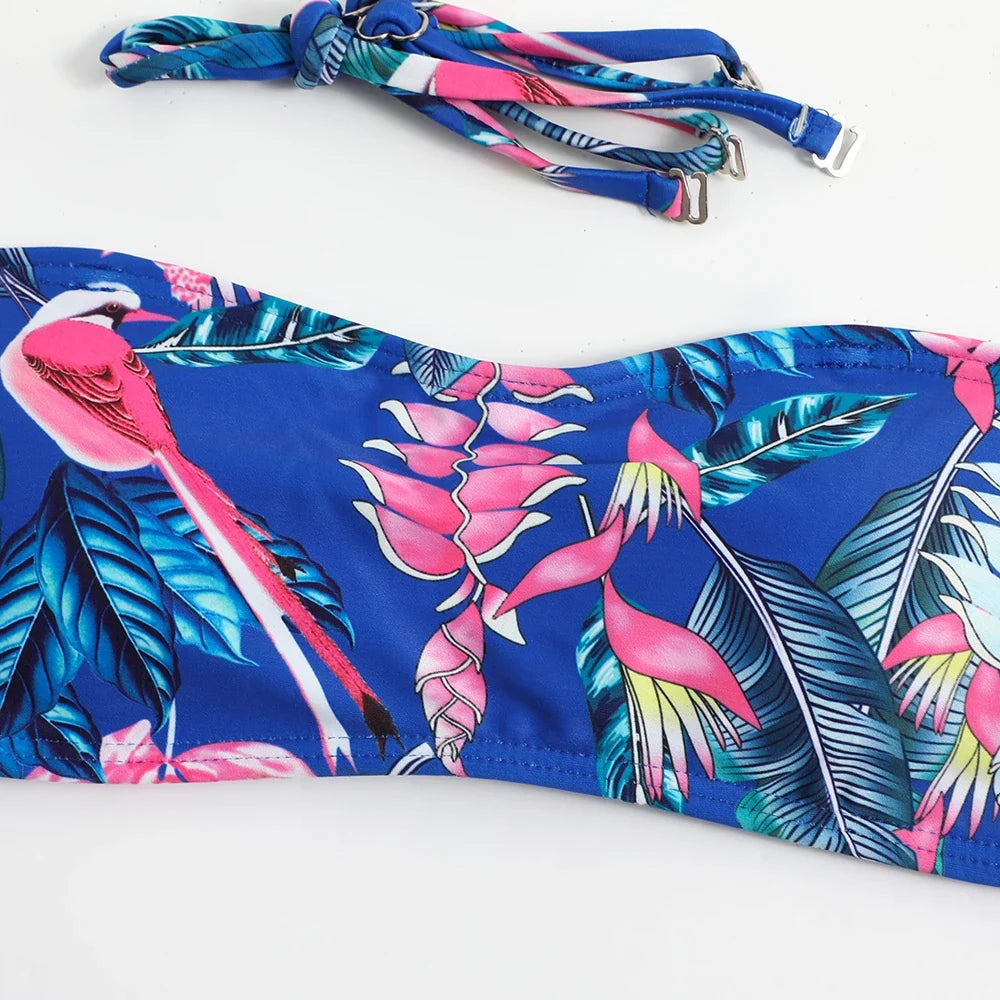 2025 Print Strapless Two Piece Bikini Set Women Swimwear Female Swimsuit Bathers Bathing Swimming Suit Beachwear Summer