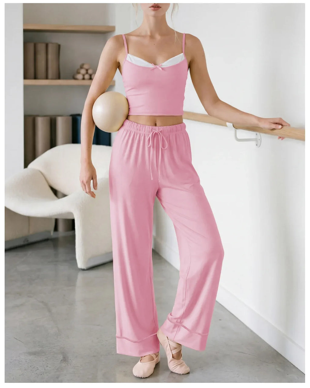 Women's Yoga Sets Yellow Patchwork Slimming Sports Tank Top Summer Gym Training Suit High Waist Wide Leg Pants Fitness Outfits