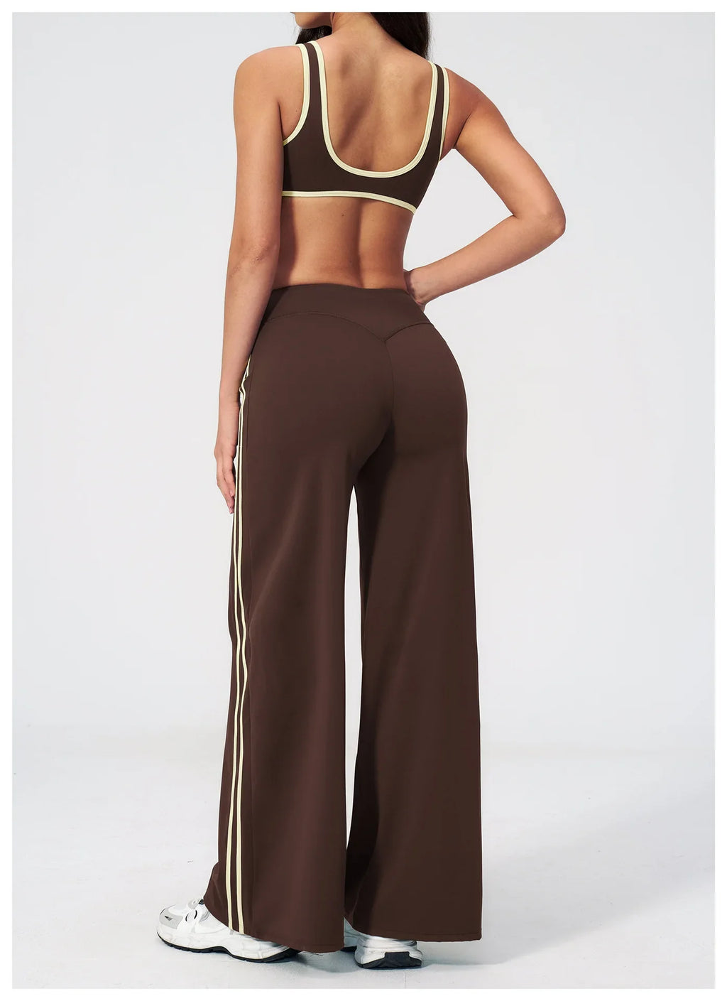 Women's Tracksuit Color Blocked Yoga Sets V Neck Sports Bra High Waist Flare Pants Fitness Suit Outdoor Running Workout Clothes