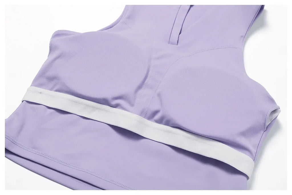 Outdoor Breathable Golf Wear Tennis Sport Sets Women Turn Down Collar Sleeveless Top Short 2 in 1 Skirt Running Fitness Set
