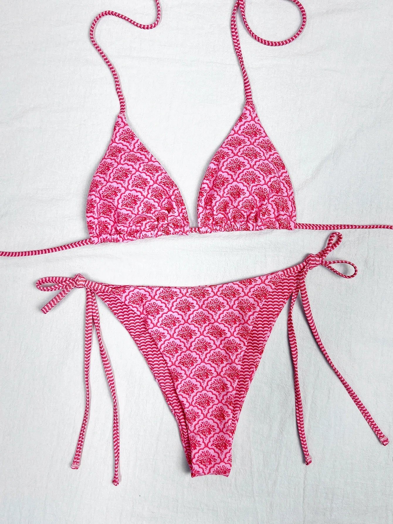 New Retro Polka Dot Tie Side Bikini Set for Women, Sexy Push Up Halter Neck Swimwear, High Waist Beach Bathing Suit, Summer