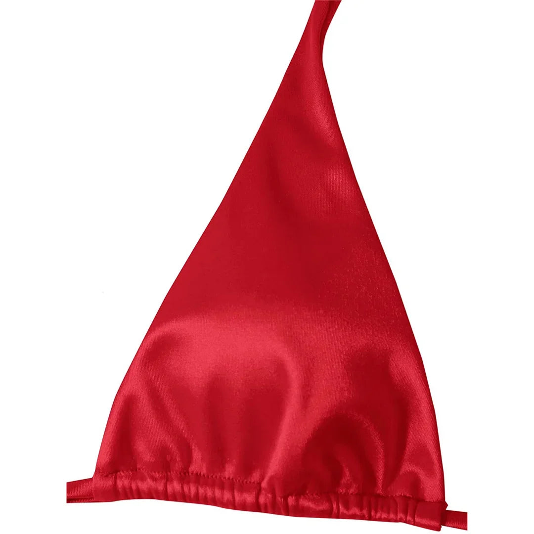 Sexy Satin Halter Brazilian Padded Bikini Female Swimsuit Women Swimwear Two-Pieces Bikini Set Bather Bathing Suit Swim V4966S