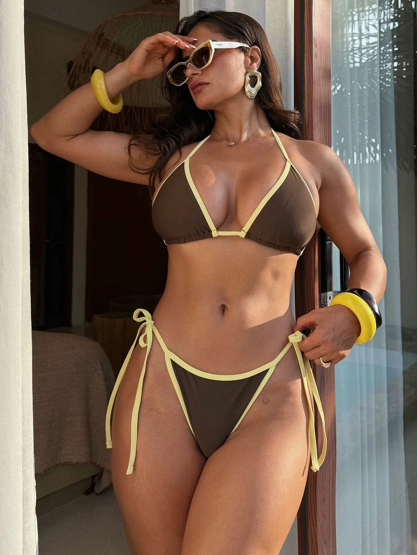 DEKANew Sliod Sexy Women Three Piece Bikinis Set With Skirt Beach Pants Swimsuit Summer Vacation Beachwear