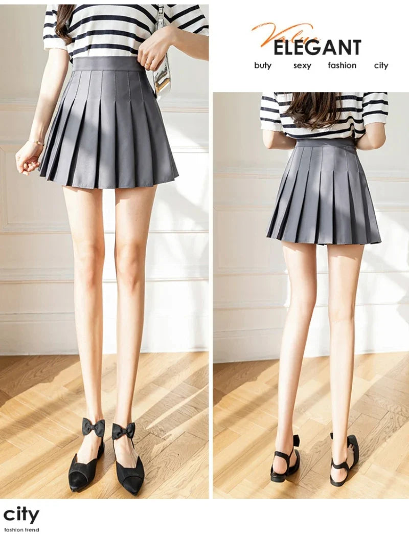 White Women Pleated Skirts Summer High Waist Zipper Girls Dancing JK Mini Skirts Black Fashion Student A Line Faldas 2024