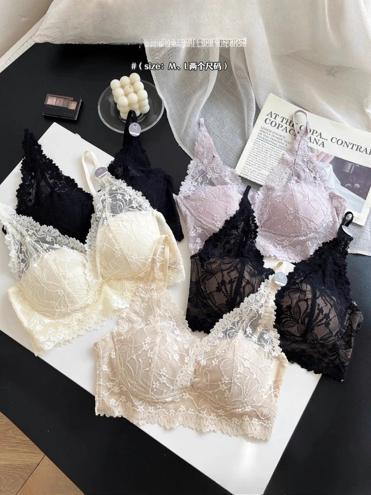 MOYISU Seamless French Bra Women Halterneck Lace Bustier One Cup Strappy Back Sexy Elegant Support CA Fast Delivery Comfort Wear