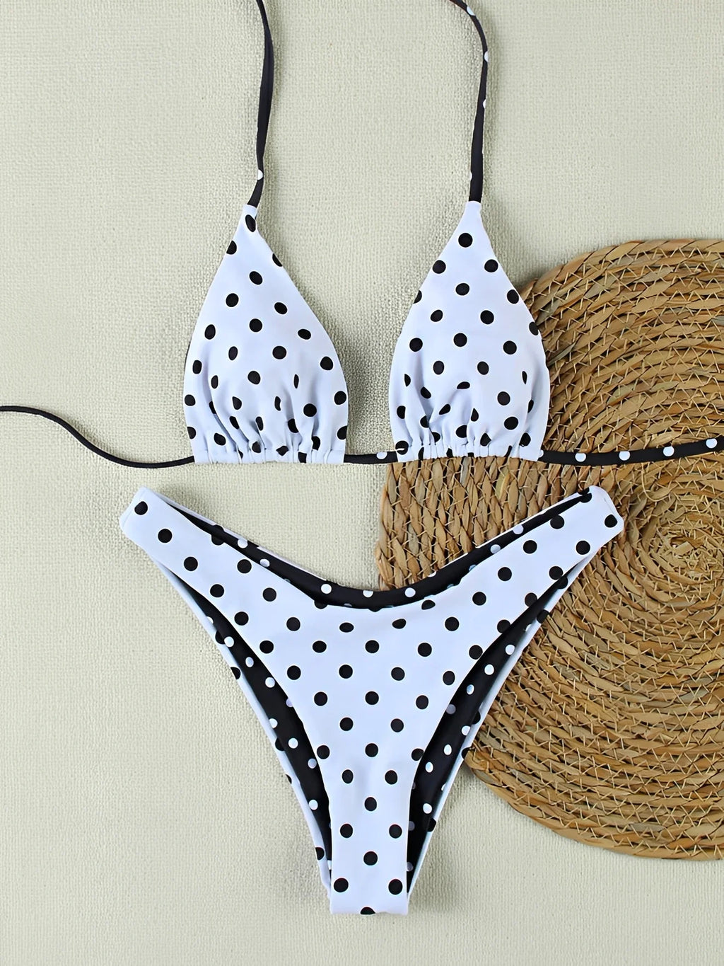 Triangle Halter Thong Bikinis 2026 Women Sexy Swimsuit Dot String Swimwear Female Bathers Bathing Swimming Swim Suit Beachwear